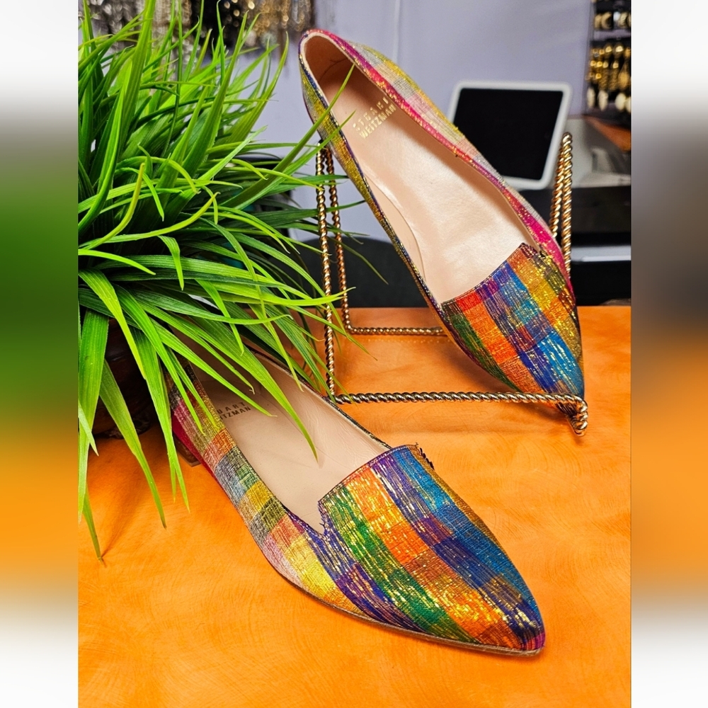 Stuart Weitzman Green and Orange Patte Slip-on